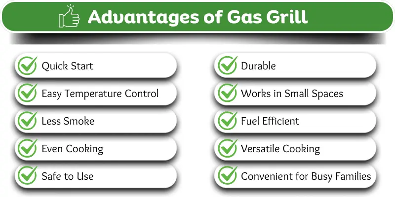 List image showing key benefits of gas grill